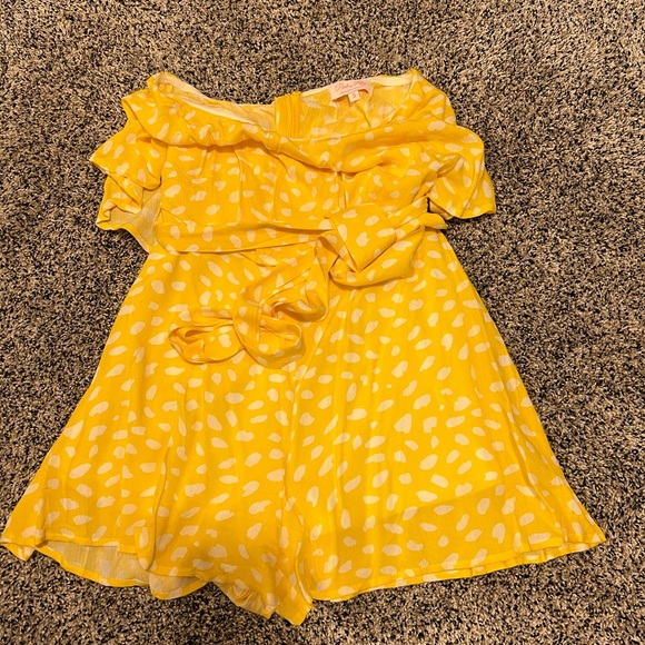 Pink lily yellow floral strapless romper - Picture 2 of 2